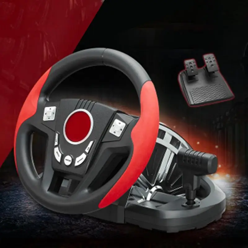 

Car Racing Game Steering Wheel Fit For PC/PS3 Gamepad 300 Degree Rotation Metal Leather Simulated Driving Shock With Pedal