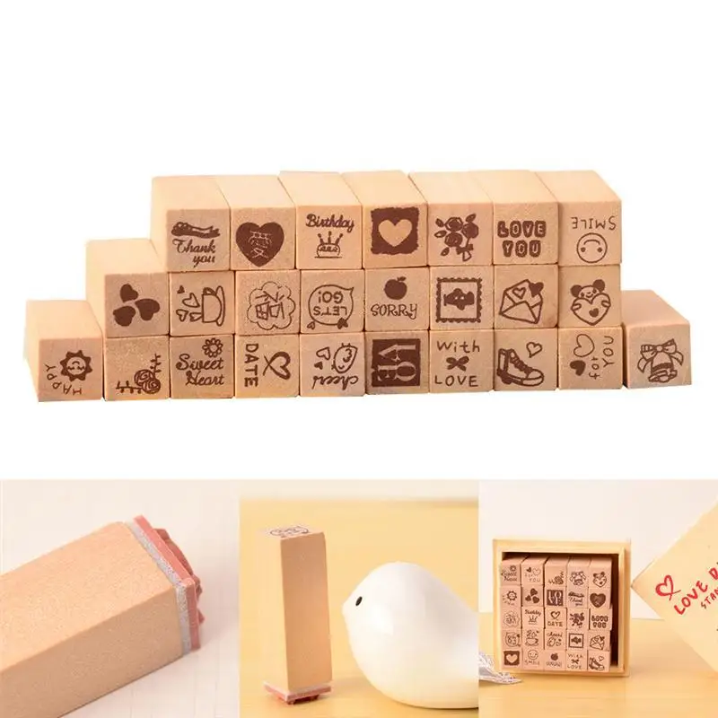 Wooden Stamps Cute Mini Seal Stamp DIY Scrapbooking Stamps For Craft