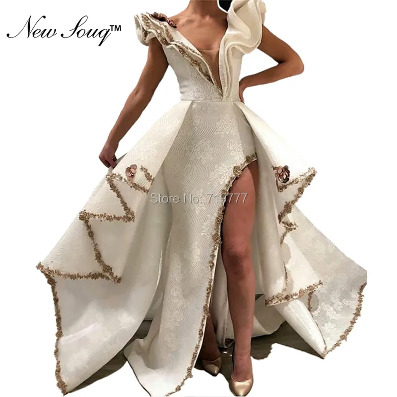 Robe De Soiree/кружевные платья цвета слоновой кости для выпускного вечера, Длинные вечерние платья с разрезом, арабское длинное платье, платья для выпускного вечера на заказ, Abendkleider