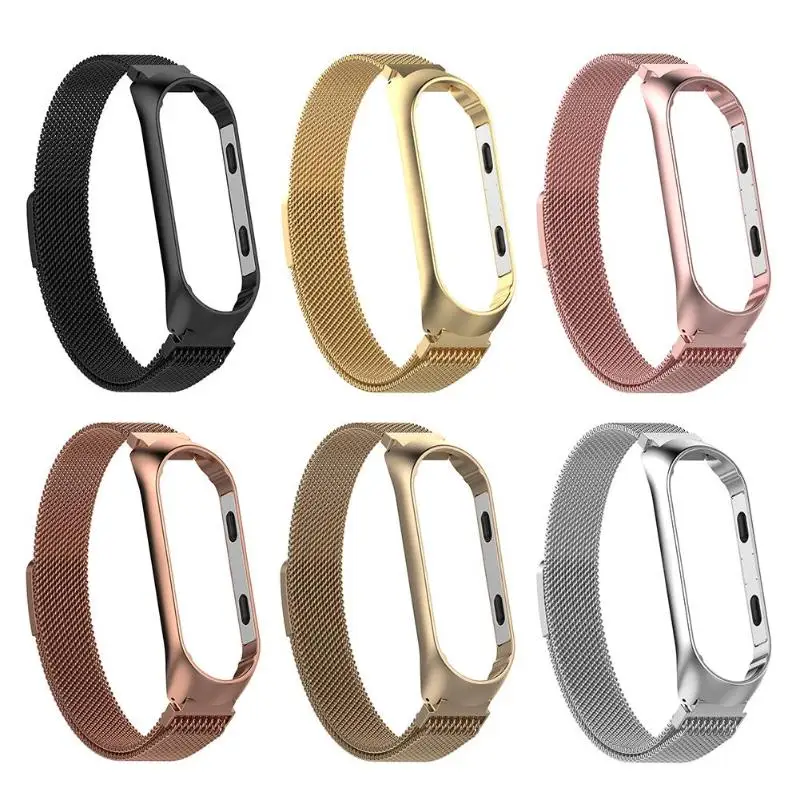 Магнитный металлический ремешок Миланского браслета для Xiaomi Mi Band 3 сменный