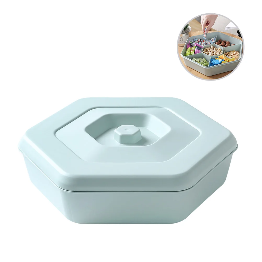 

Creative PP Multi Sectional Snack Serving Tray Set with Lid (Green)