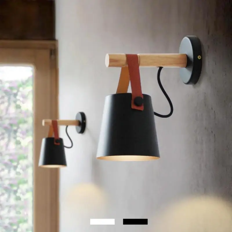 Modern Simple Iron Wall Lamp Nordic LED Solid Wood Living Room Bedroom Study Aisles Corridors Stairs Belt Light S2 | Лампы и освещение