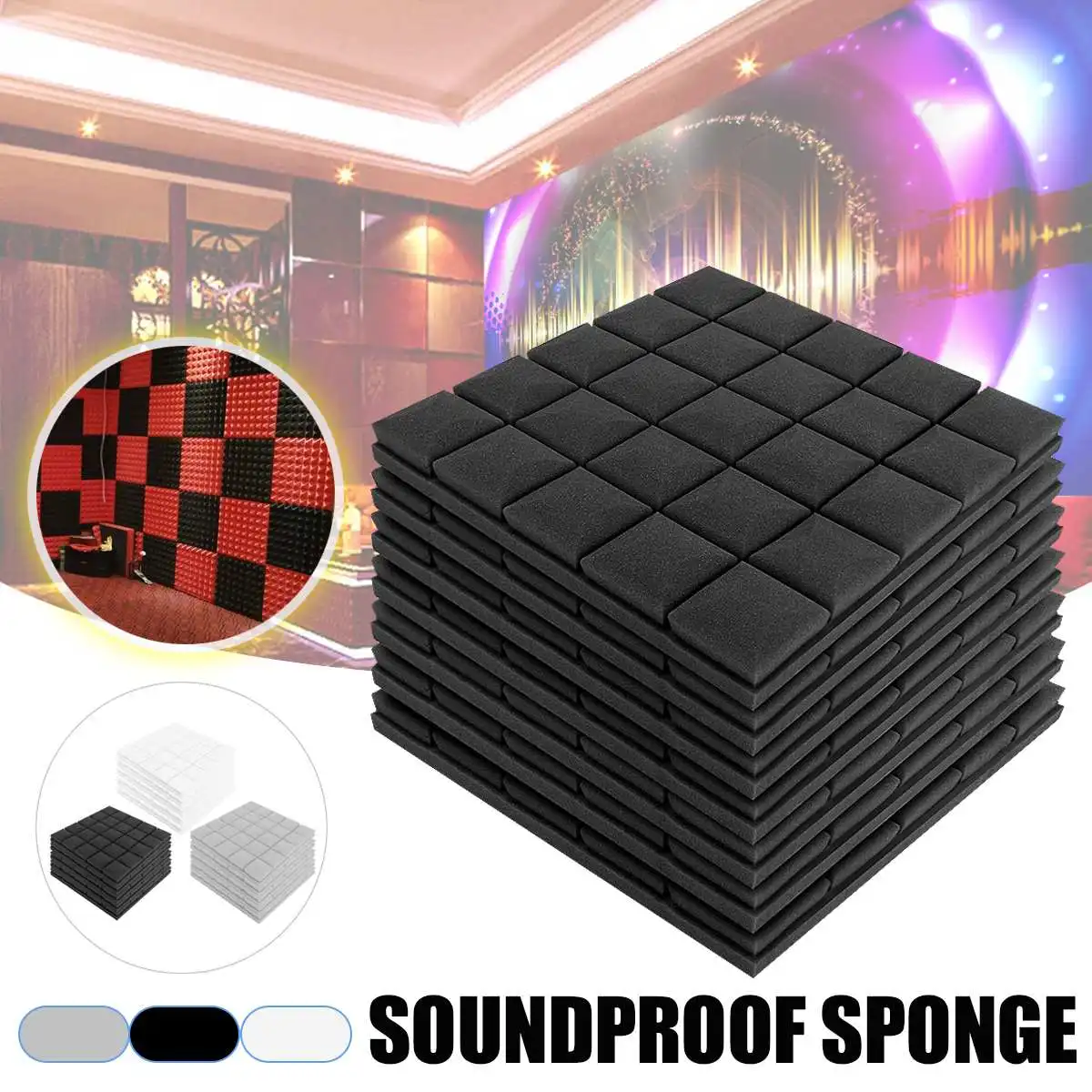 

5pcs Soundproof Foam 500x500x50mm Acoustic Sound Stop Absorption Sponge Drum Room Accessories Wedge Tiles Polyurethane Foam