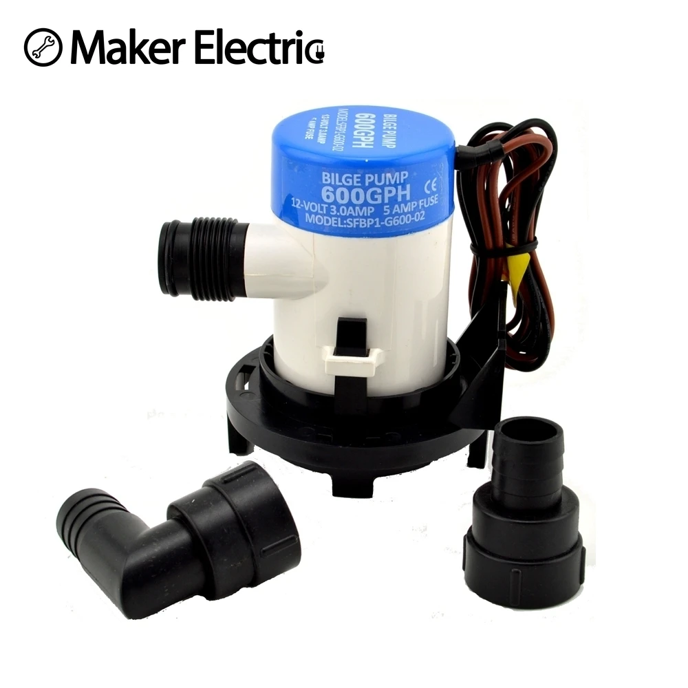 

3/4" hose MKBP1-G600-02 600GPH marine self-priming 12 volt mini bilge pump