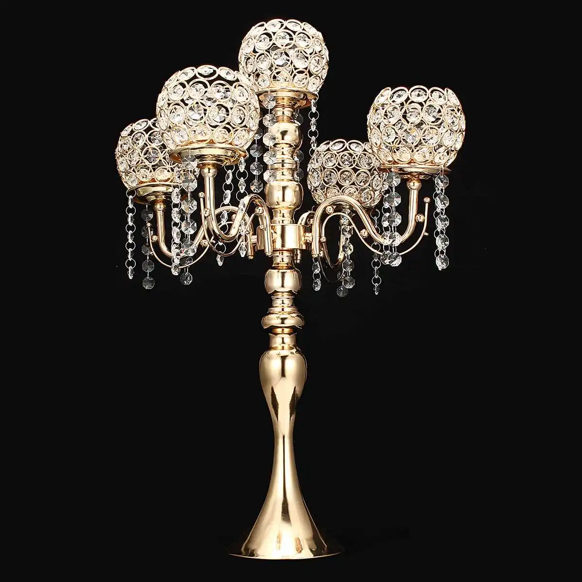 Ivory Crystal Drops Three-Candle Candelabra