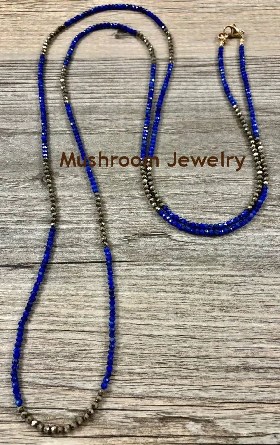 

Женское Ожерелье в стиле бохо, шикарное длинное ожерелье из пирита синего цвета