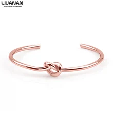 Knot Bracelet Bangle Simple Rose Gold Knot Bangle Manchette Women Adjustable Cuff Bracelet Stainless Steel Gifts for Bridesmaids mens love knot bangle stainless steel antique silver color knot twisted cuff bracelet unisex men jewelry pulseira braslet