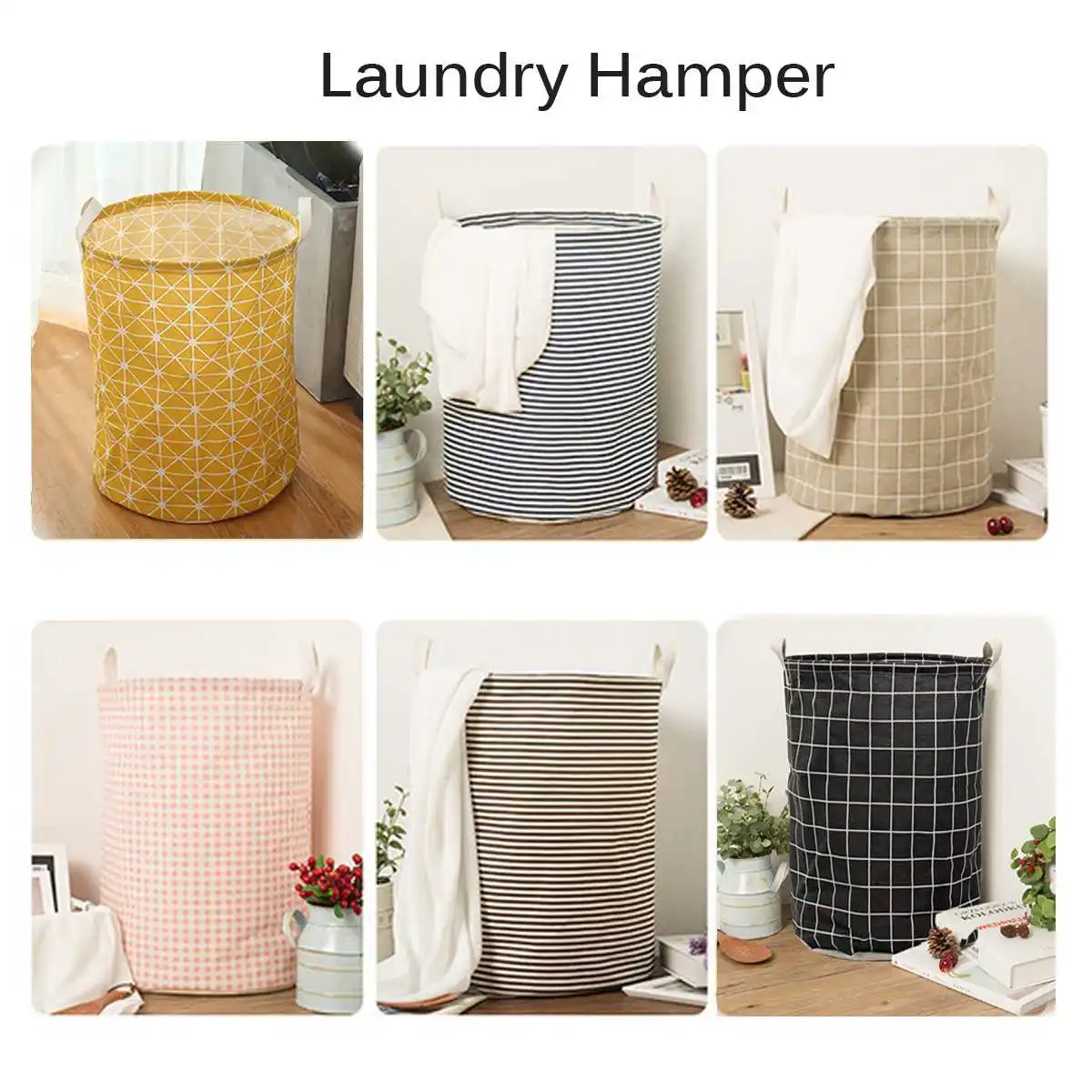 

Foldable Cotton Linen Clothes Laundry Basket Hamper Canvas Storage Organizer Bag Large Gift Box Home Sundries Picnic Basket Toy