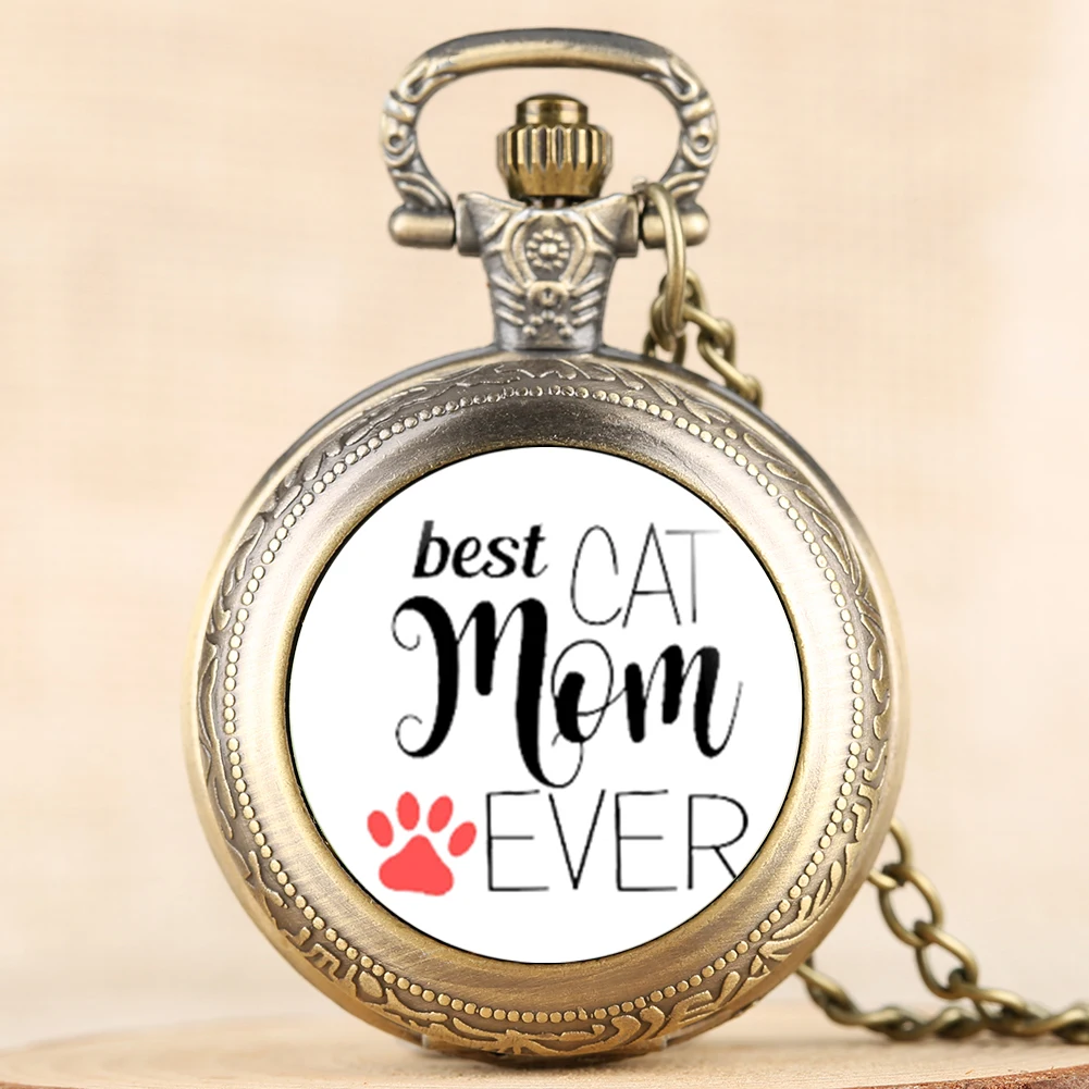 Специальные карманные часы серии Dog Mom для женщин кварцевые женские с цепочкой