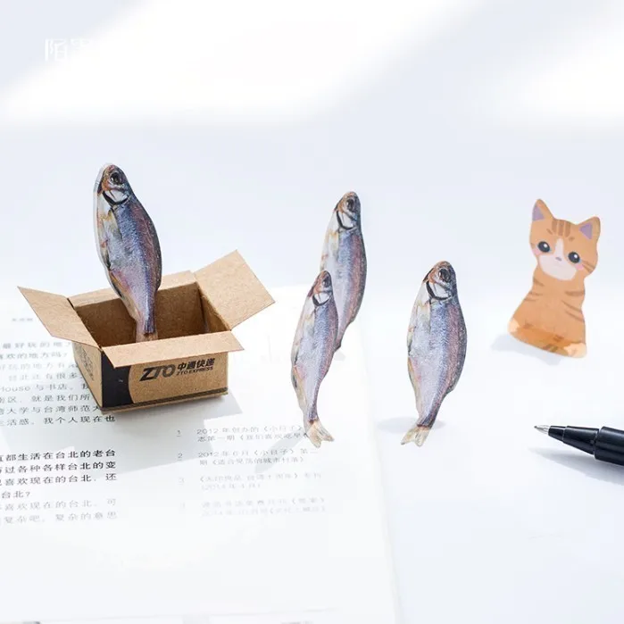 

1PC Creative Lovely New Salted Fish Turned Over Novelty Self Adhesive Memo Pad Sticky Note Memo Post Note Gift Stationery