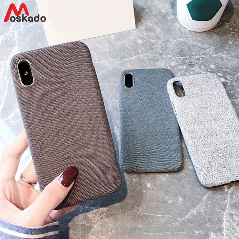 Moskado عادي النسيج حقيبة لهاتف أي فون 7 XS ماكس XR X قماش جراب هاتف ل iphone 6 6s 7 8 زائد لينة غطاء دافئ أفخم القماش حالة