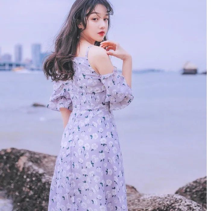

New Fashion 2019 Summer Women V Neck Floral Print Chiffon Dress Casual Spaghetti Strap Sleeveless Beach Party Dresses Vestidos