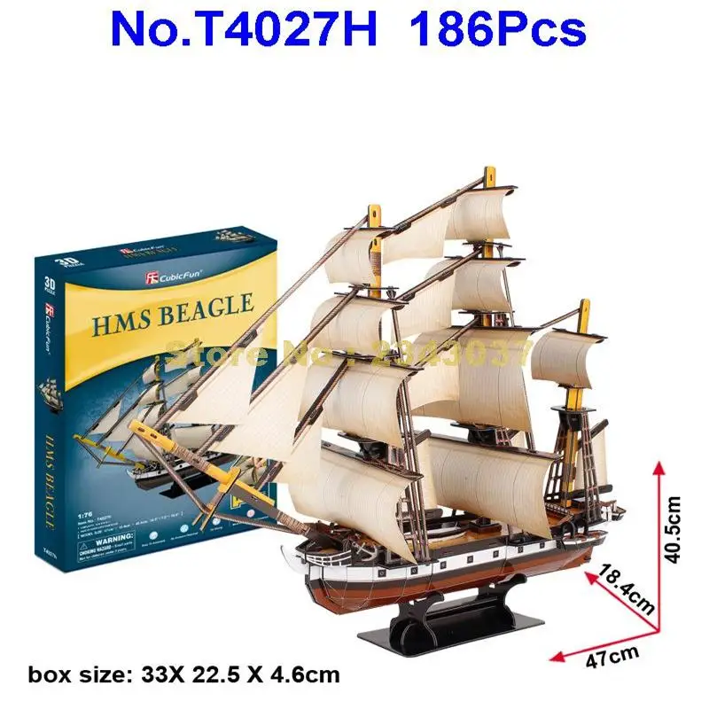 

Cubicfun T4027H 186pcs Military England Beagle Ship Paper Model 3D Puzzle