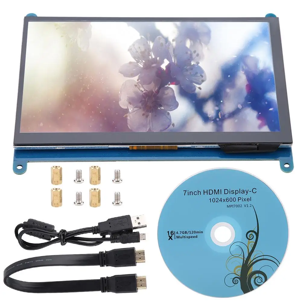 7 дюймов Full View ЖК дисплей IPS сенсорный Экран для Raspberry Pi 1024*600 HD HDMI Дисплей емкостный