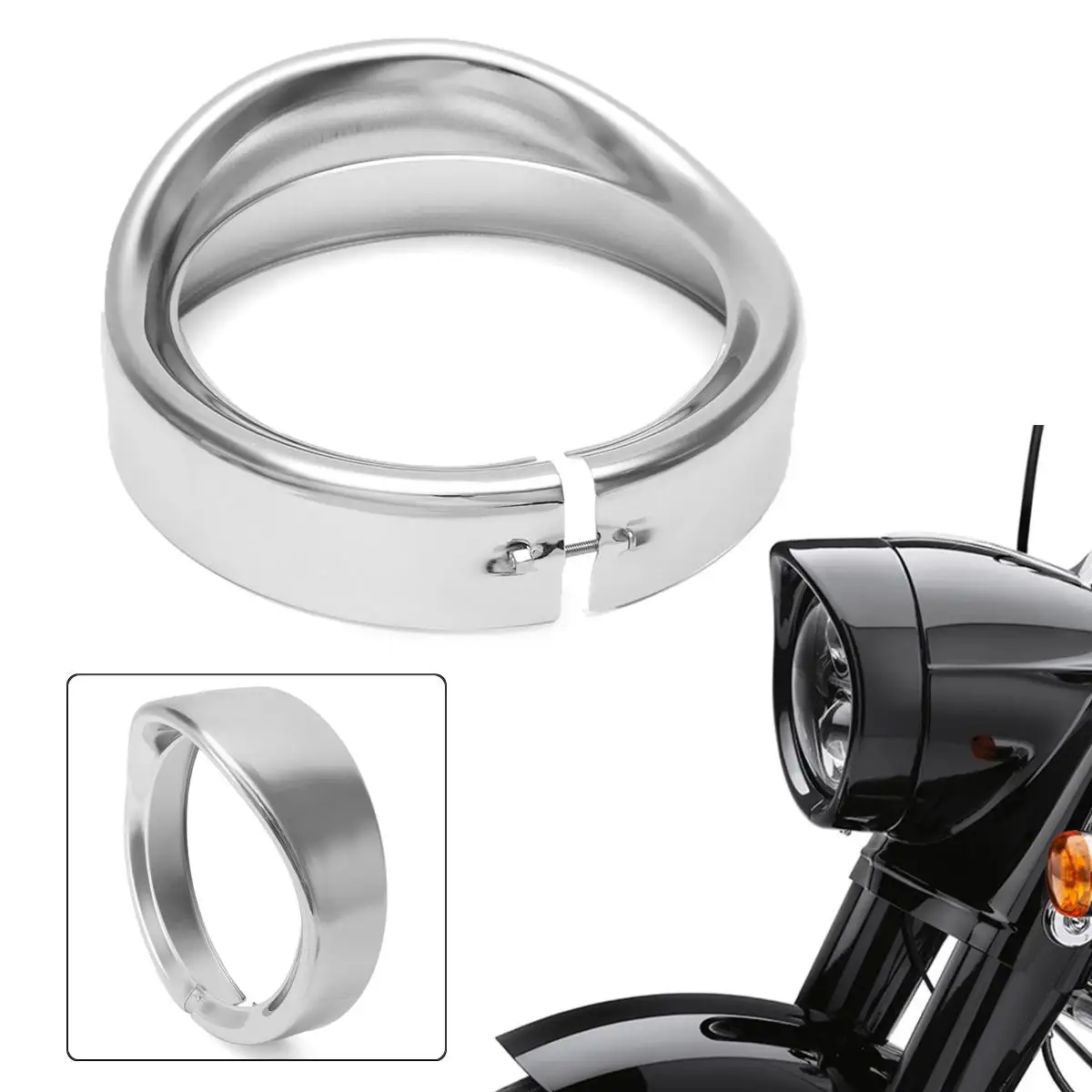 New Chrome 7inch Motorcycle Headlight Headlamp Trim Ring Protector