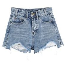 Короткие джинсы модные с высокой талией повседневные джинсовые шорты женские летние рваные уличные женские сексуальные короткие Feminino