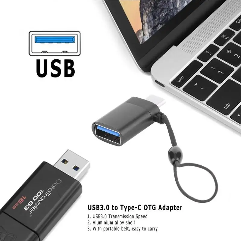 Портативный USB3.0 к Тип C OTG металлический кабельный адаптер конвертер Разъем для samsung Galaxy S9 S8 плюс huawei P10 P20 плюс