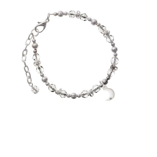 Браслет Silvertone Small Crescent Moon из прозрачных бусин |