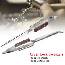 Крестообразный Пинцет Selflock из нержавеющей стали, волоконная ручка, инструмент для изготовления ювелирных изделий, ручные инструменты, 16x0,9 см, анти-скольжение, термостойкость