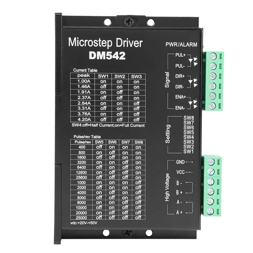 

DC 24V-50V Stepper Motor Driver DM542 Microstep Motor Driving Module 2-phase 4-phase Hybrid 42, 57 Stepper Motor Controller