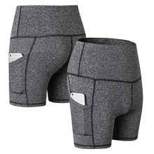 Женские шорты для йоги с высокой талией, для тренировки, бега, занятий спортом, йогой, с карманом, шорты для фитнеса, бега