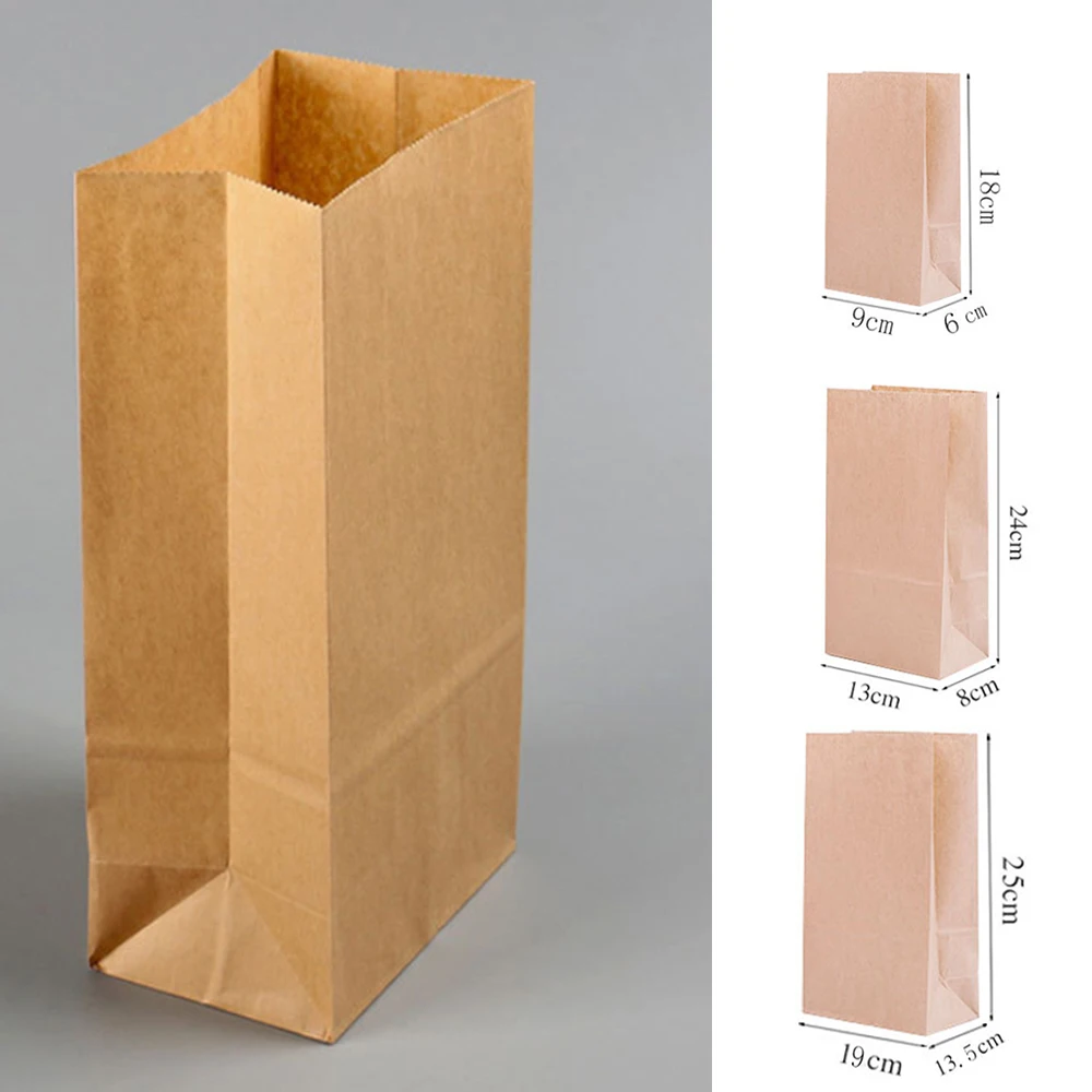 10PCS BROWN KRAFT PAPER BAGS PARTY WEDDING FAVORS SMALL GIFT BREAD FOOD BAG 