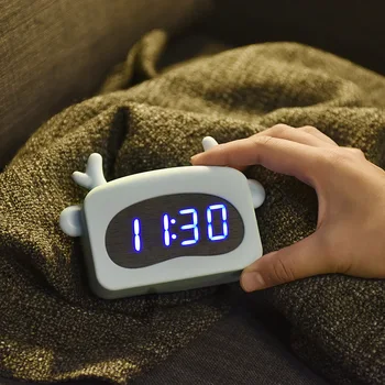 

Lovely Alarm Clock Acoustic Control Sensor Electronic Clock Led Digital Display Snooze Nightlight Office Table Alarm Clocks