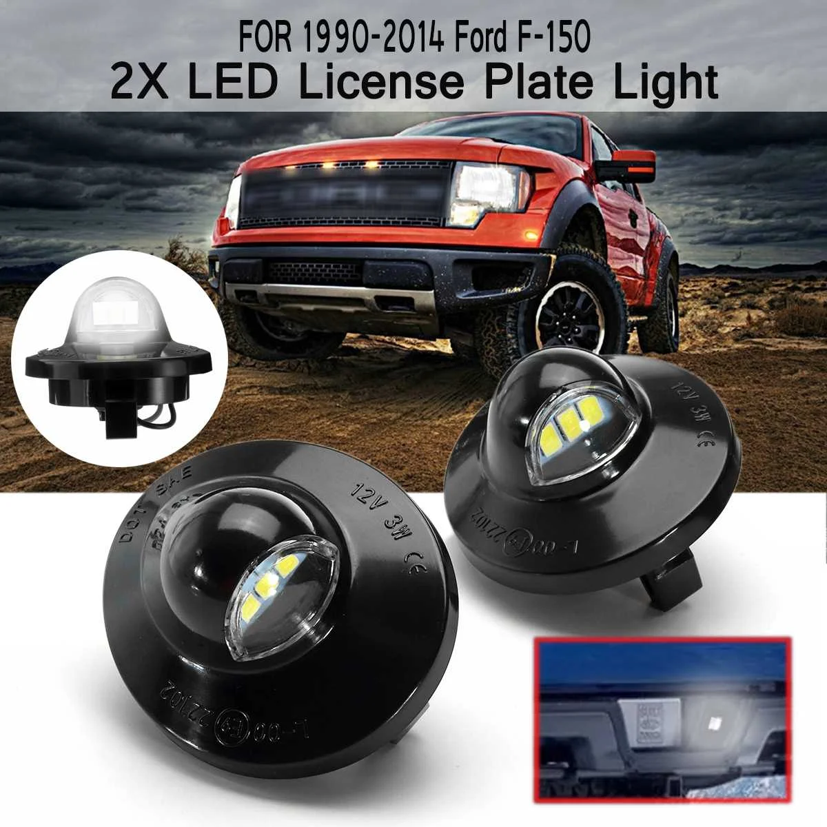 2x LED Car License Plate Light for Ford F 150 Raptor 1990 2014 Auto