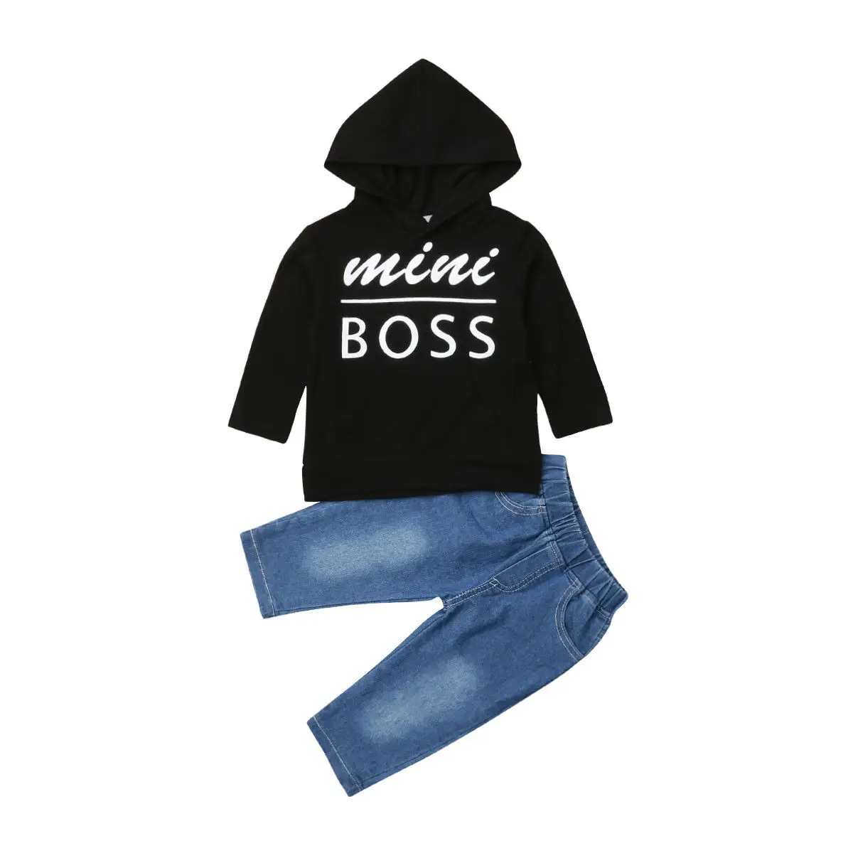 Mini Boss Kid Baby Boys Clothing Set Children Clothes Black Long Sleeve