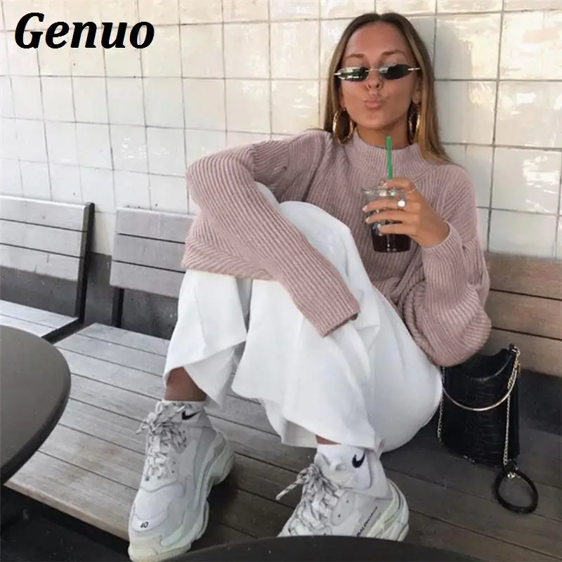 Genuo Winter Women Sweaters Fashion Batwing Sleeve Pullovers Plus Size Loose Knitted Sweaters Female Jumper Tops