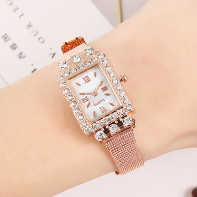 

Fashion Rose Gold Unique Dial Desgin Luxury Bracelet Ladies Wrist Watches women 2018 New Square Rhinestone Dress Quartz Clock