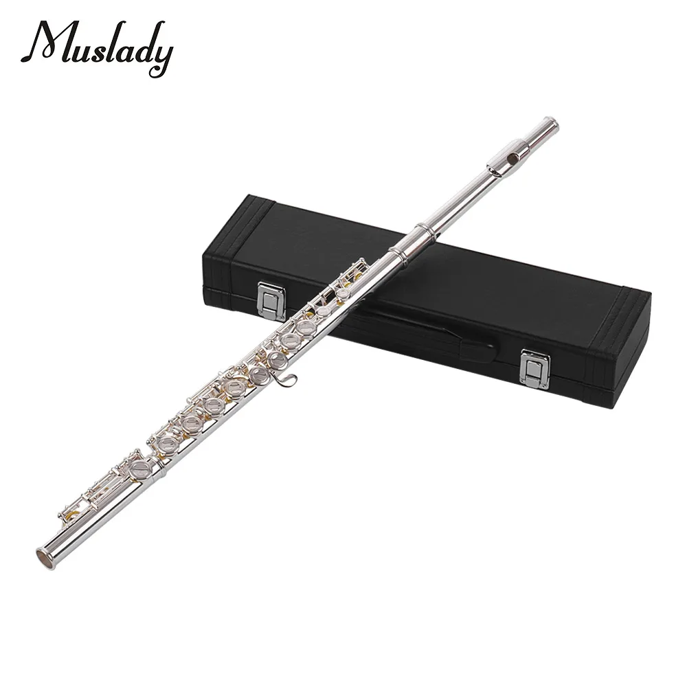Muslady деревянный духовой инструмент 16 закрытых отверстий Флейта с отверстиями C Key Concert Flutes cupronicel Посеребренная