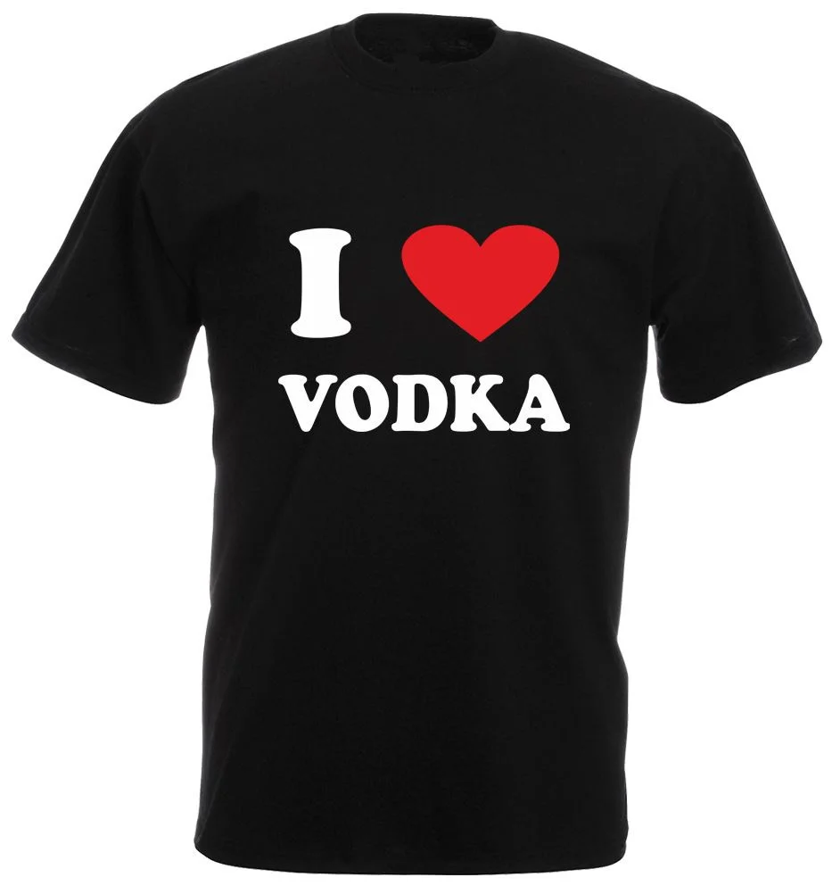 

Hip Hop Novelty T Shirts Brand Clothing O-Neck Men I Love (Heart) Vodka Cotton Short Sleeve Shirts