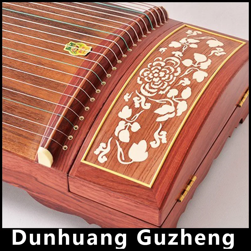 Chinese Guzheng Solid Wood Rosewood Color Professional Examination Playing Lettering Zither National Orchestral Instrument 