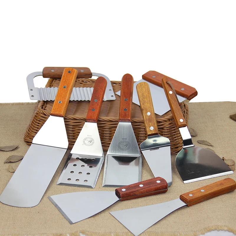 

Wooden handle wave potato knife cutter rectangular flat bottom pizza steak thicken shovel pancake slip teppanyaki kitchen tool