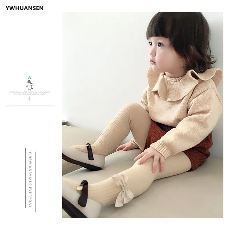 0-8 Yrs Children Cotton Baby Girls Pantyhose Spring Autumn Winter Bowknot Tights Kids Infant Knitted Collant Tights knit tights girls pantyhose children stockings