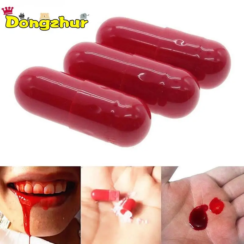 

3pcs/set Vomiting Blood Capsules Fake Blood Pill Fancy Dress Vampire Halloween and April Fool's Day Joke Horror Prank Toy ZRW844