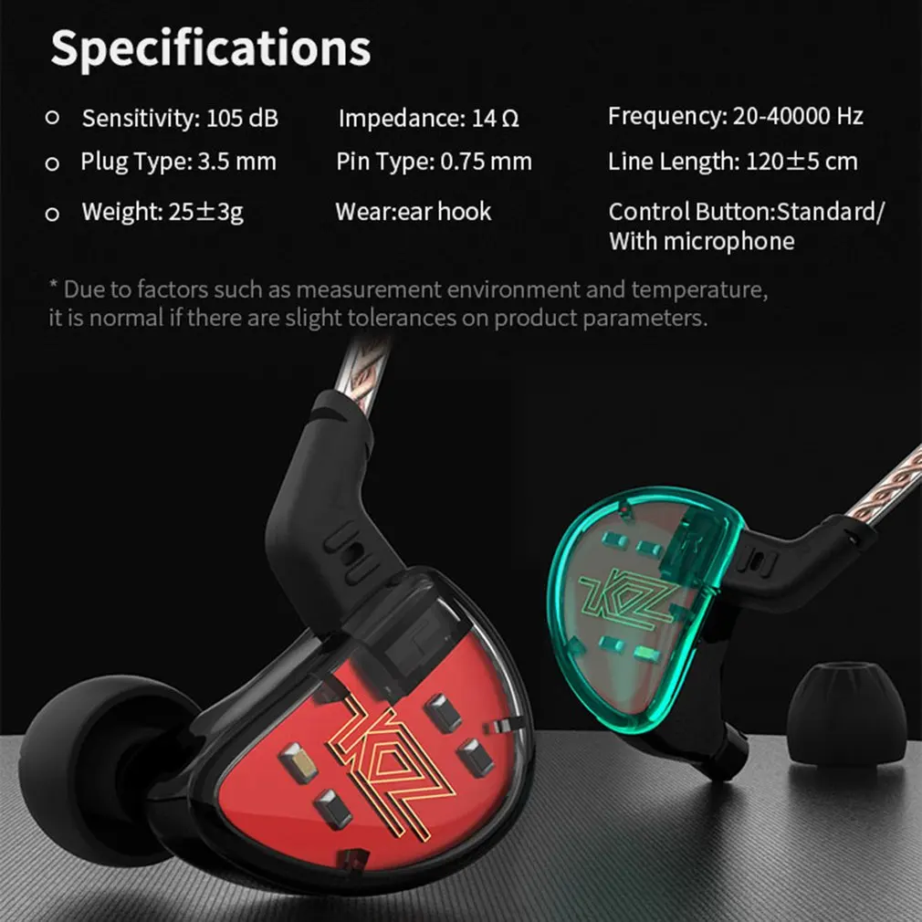 KZ AS10 5BA unidad en el auricular del oído 5 armadura equilibrada desmontable separar 2Pin Cable DJ HIFI Monitor auricular KZ ZS10 KZ BA10 - 5