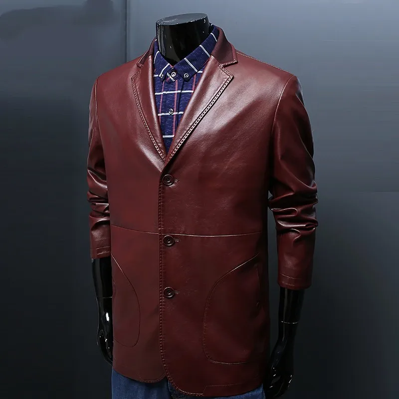 plus size 8XL 7XL 6XL Brand Genuine Leather Jacket Men New Style Luxury Lapel Collar Male Leather Suits For Men Sheepskin Jacket