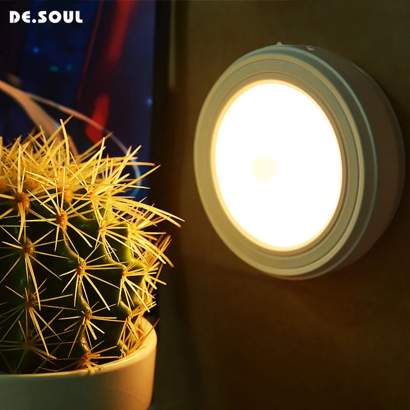 

DE.SOUL Infrared PIR Motion Sensor 6 Led Night LightWireless Detector Light Wall Lamp Light Auto On/Off Closet Battery Power
