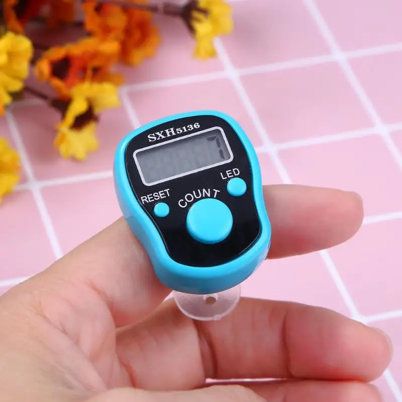 

New Plastic Stitch Marker Finger Ring Counter LED Night Light Electronic Tally Counter Plastic Blue Electronic Counter