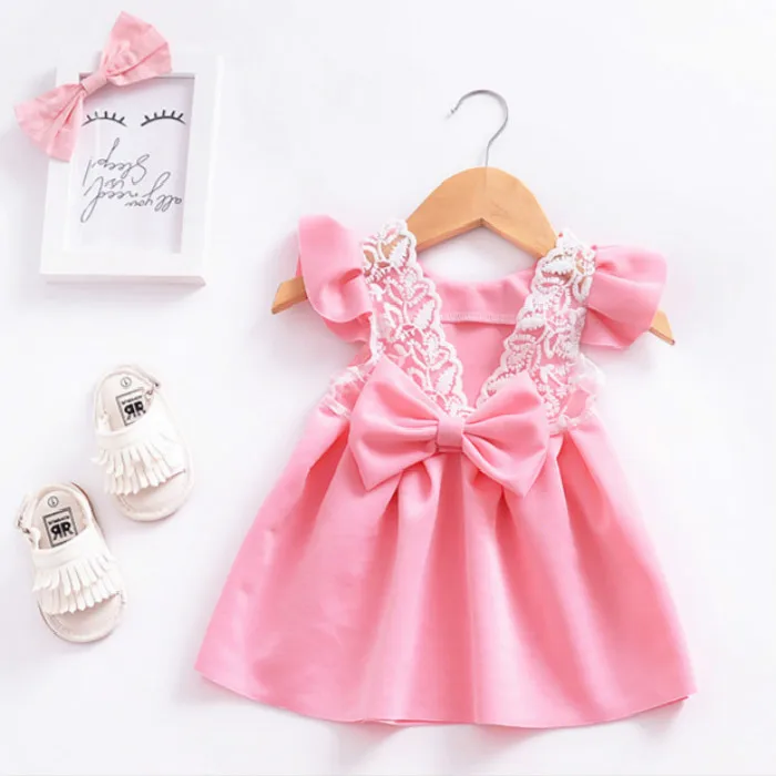 

2018 Summer High Quality New Children's Clothing Baby's Vest Tie Fairy Princess Princess Girl Dress Lace