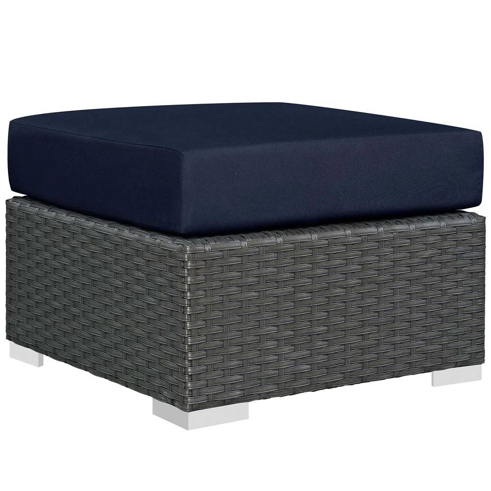 Canvas Navy Sojourn Outdoor Patio Sunbrella Ottoman | Мебель