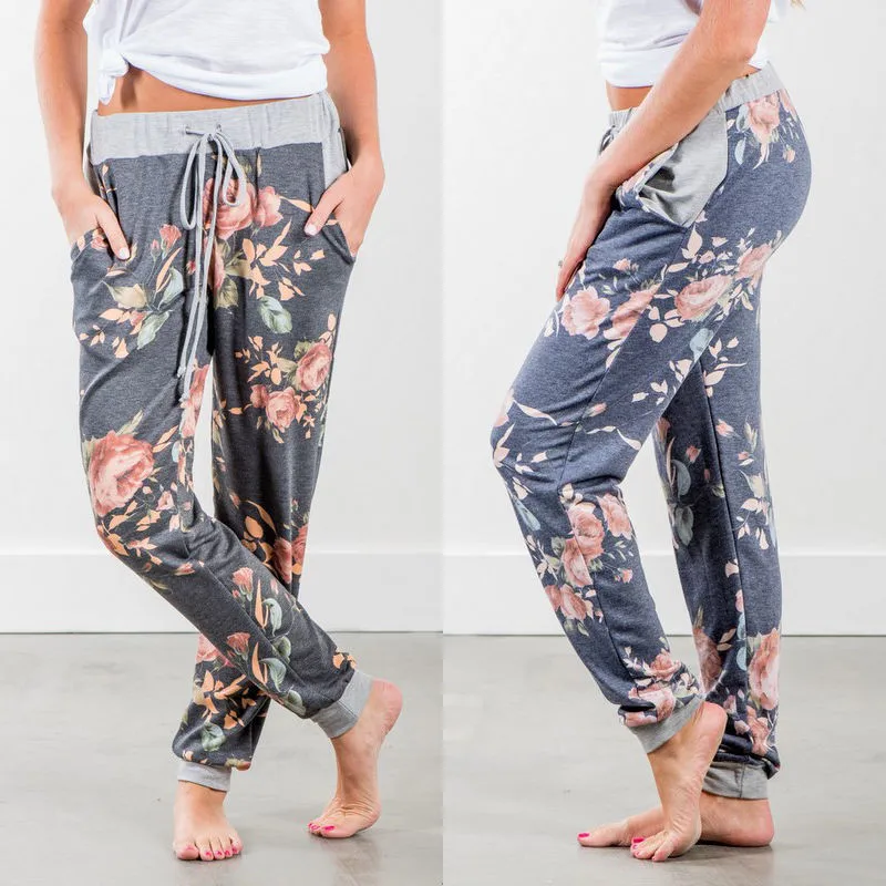 Лето 2018 женские шифоновые Повседневные свободные брюки длиной до щиколотки с цветочным принтом шифоновые широкие брюки