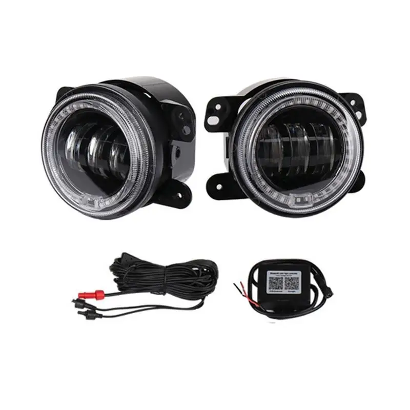 

4-inch RGB Fog Light RGB Remote Control Fog Light For Jeep Car LED Fog Lights Angel Eyes Daytime Running Lights Headlight Lamp