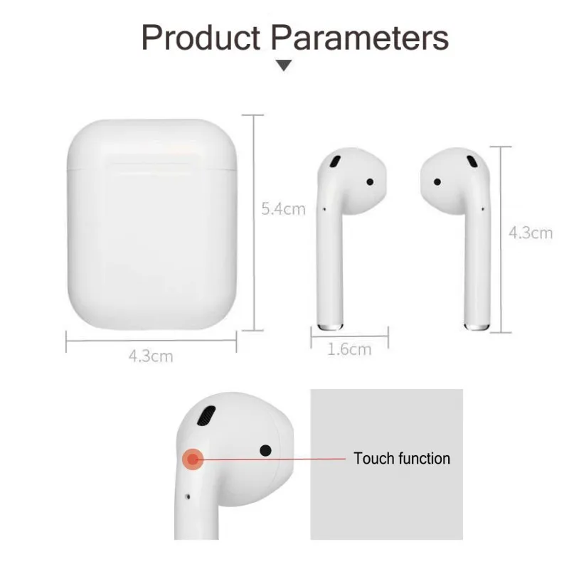 New i12 Tws i10 Wireless Earphones Bluetooth 5.0 Air Headphone Touch Control & 3d Stereo Earbuds For iPhone X Samsung Huawei