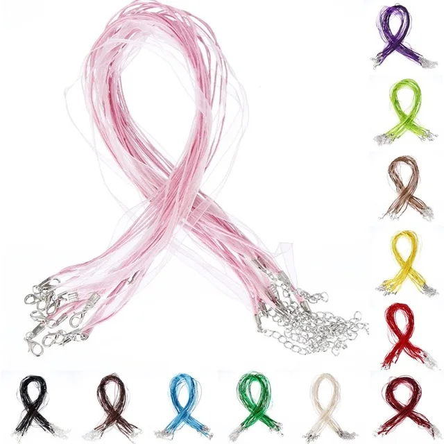 

LNRRABC Satin Cord Rope 10Pcs Handmade Adjustable DIY Organza Ribbon+Waxing Jewelry Finding High Quality Colorful For Necklace