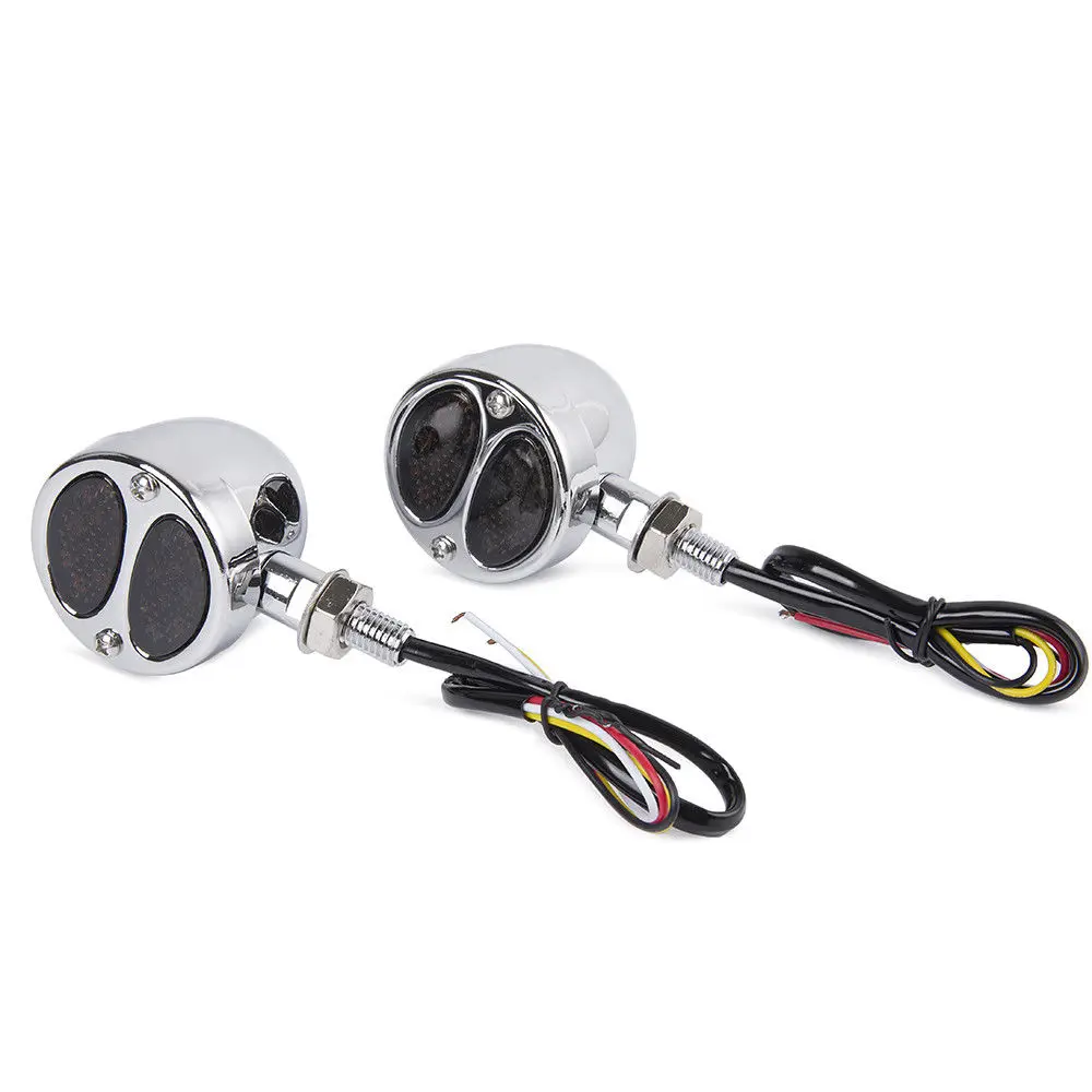 Motorcycle Signal Lamp Chrome Led Round Stop Brake Turn
