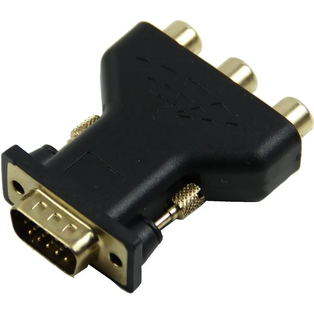 15 Pin VGA папа 3 RCA Женский M/F разъем адаптера конвертер Черный|Умные розетки| |