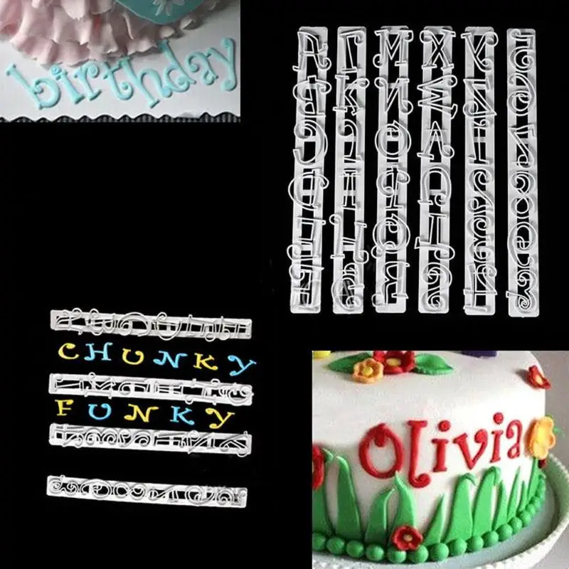 

6pcs/set Alphabet Number Letter Cake Decorating Mold Cooking Baking Mould Fondant Icing Cutter Mould Set
